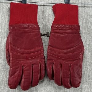 Grandoe Men’s Vintage Red Leather Ski Winter Gloves XL